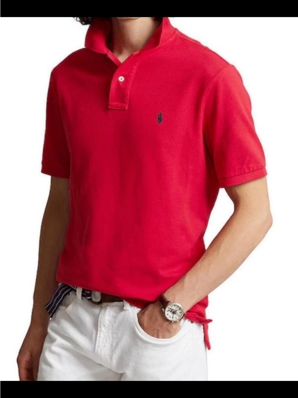 Vintage Polo by Ralph Lauren Red Short-Sleeve Pique Polo with Navy Pony